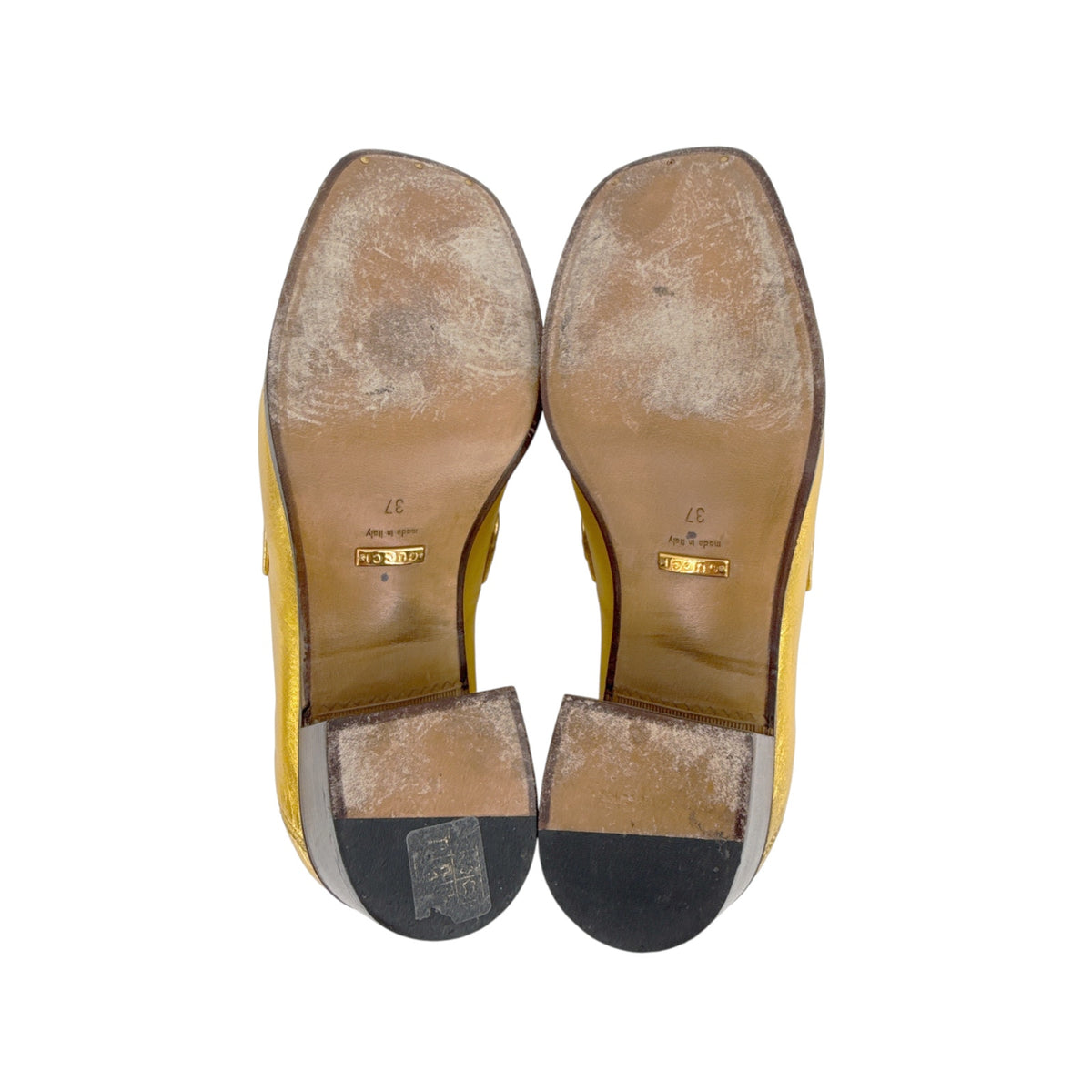 GUCCI Vegas Horsebit Collapsible Heel Metallic Leather Loafer 37