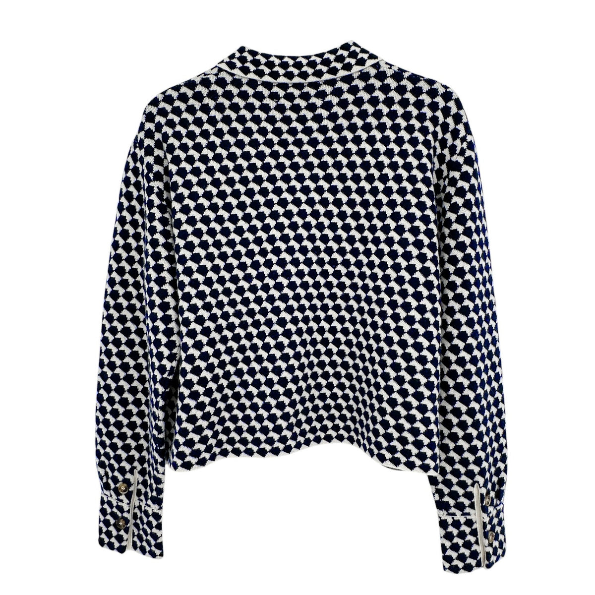 LA LIGNE Patterned Cropped Jane Jacket in Navy & Ivory S