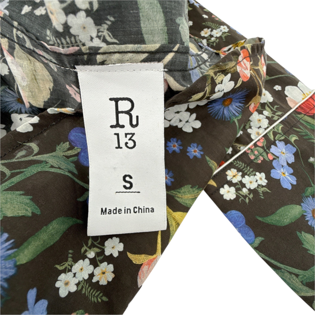 R13 x LIBERTY of LONDON Cowboy Dress in Black Floral S