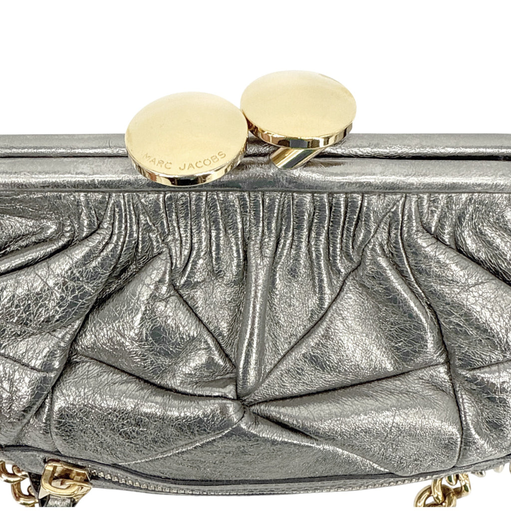 MARC JACOBS Collection Patchwork Metallic Leather Little Stam Bag in Silver