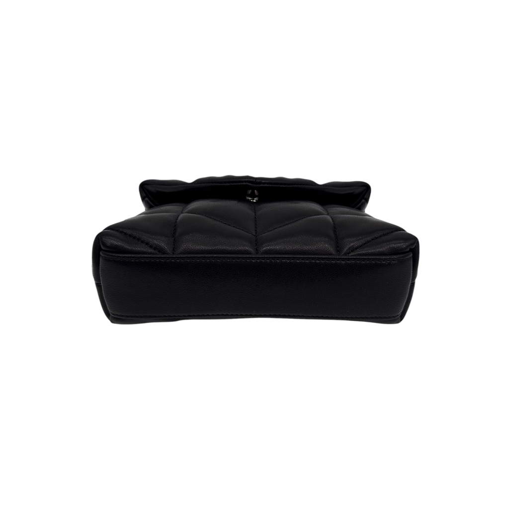 SAINT LAURENT Loulou Toy Puffer Pouch Clutch Bag in Lambskin in Black