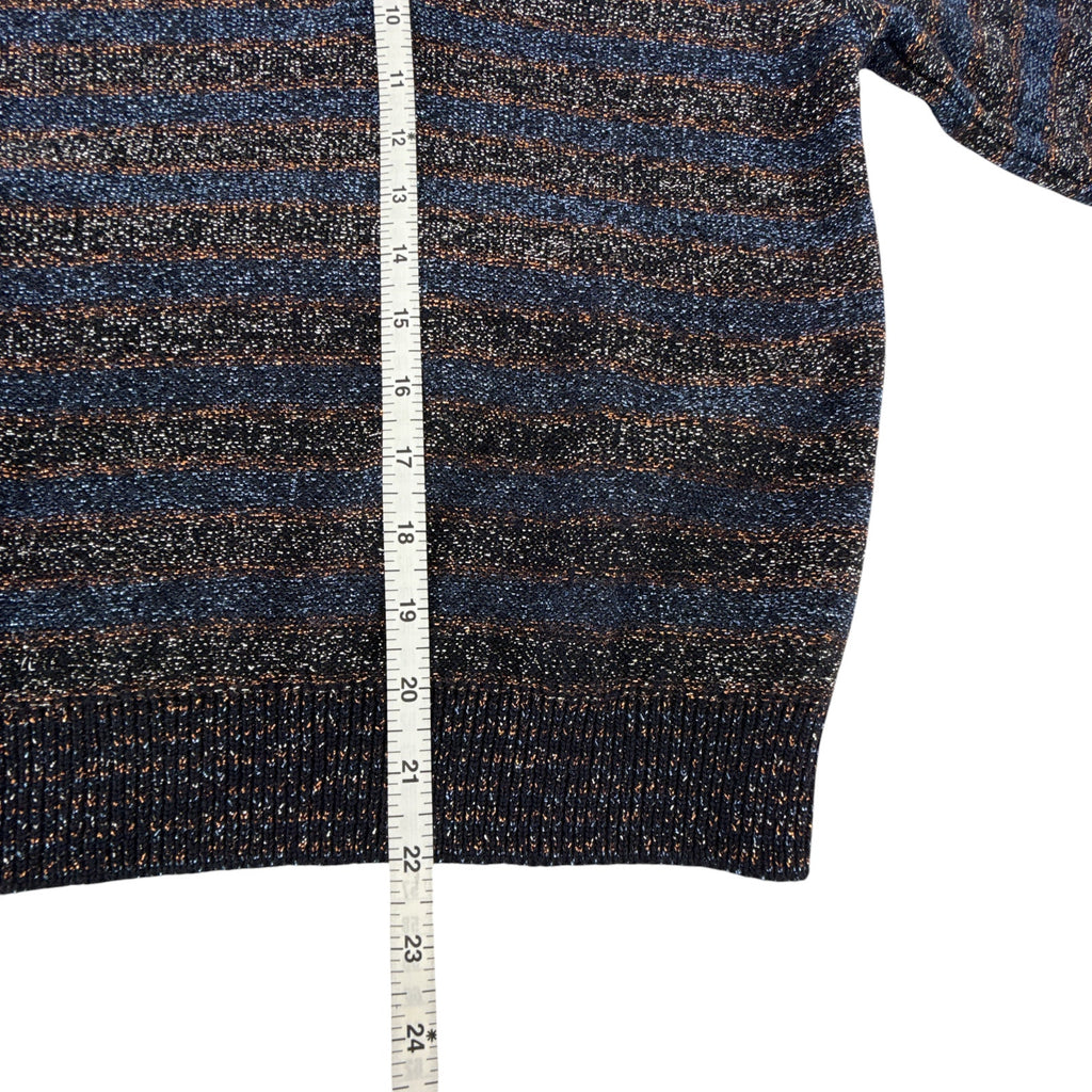 CHLOE Lurex Polo Sweater in Dark Navy M
