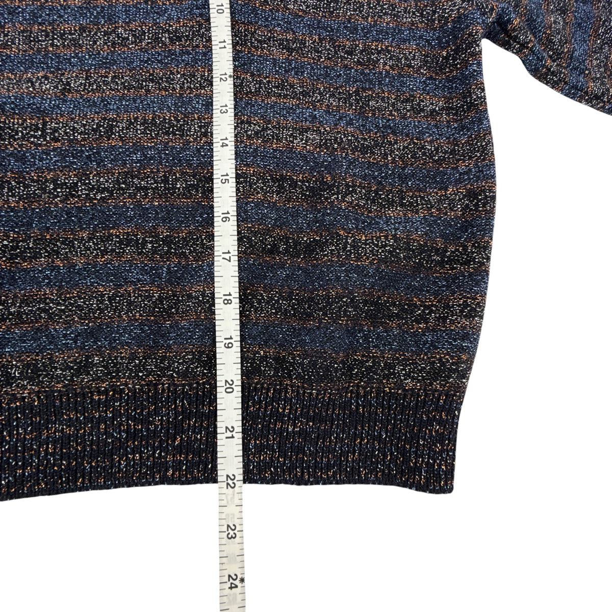 CHLOE Lurex Polo Sweater in Dark Navy M