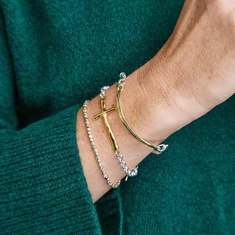 SILPADA In Good Faith Cross Bracelet in Sterling Silver & Gold