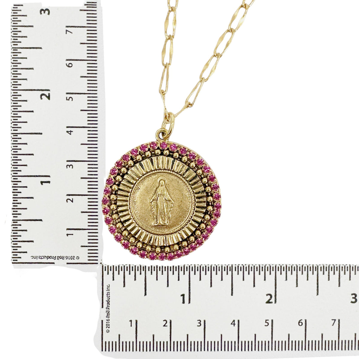 VSA Disco Virgin Charm Necklace Gold & Fuchsia