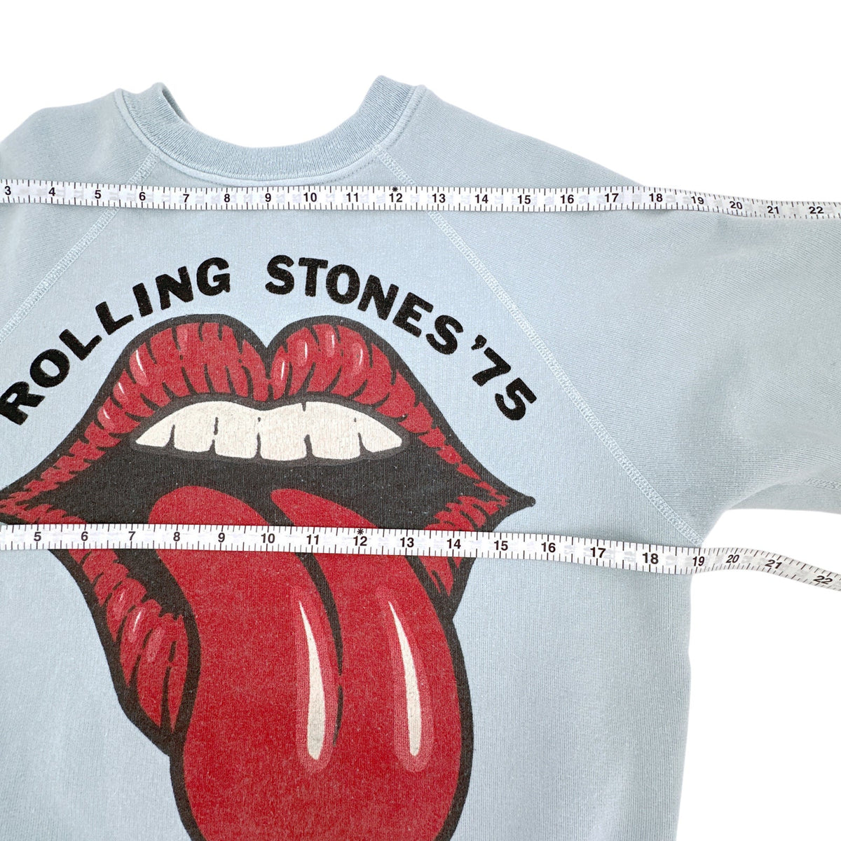 MADEWORN The Rolling Stones 1975 Sweatshirt in Washed Blue XS