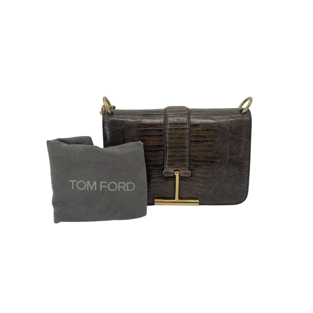 TOM FORD Tara Chain Tejus Lizard Shoulder Bag