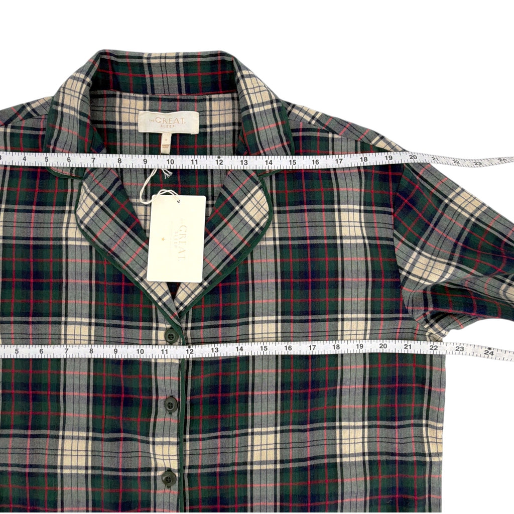 THE GREAT. The Flannel Pajama Top in Pine Lodge Plaid 0|XS
