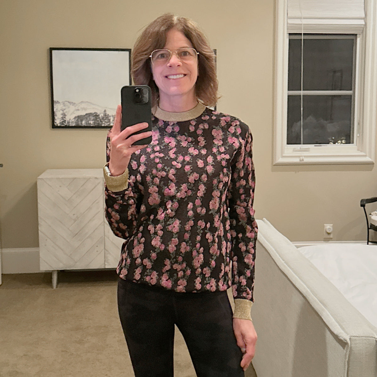 GUCCI Shiny Viscose Jacquard Floral Sweater S