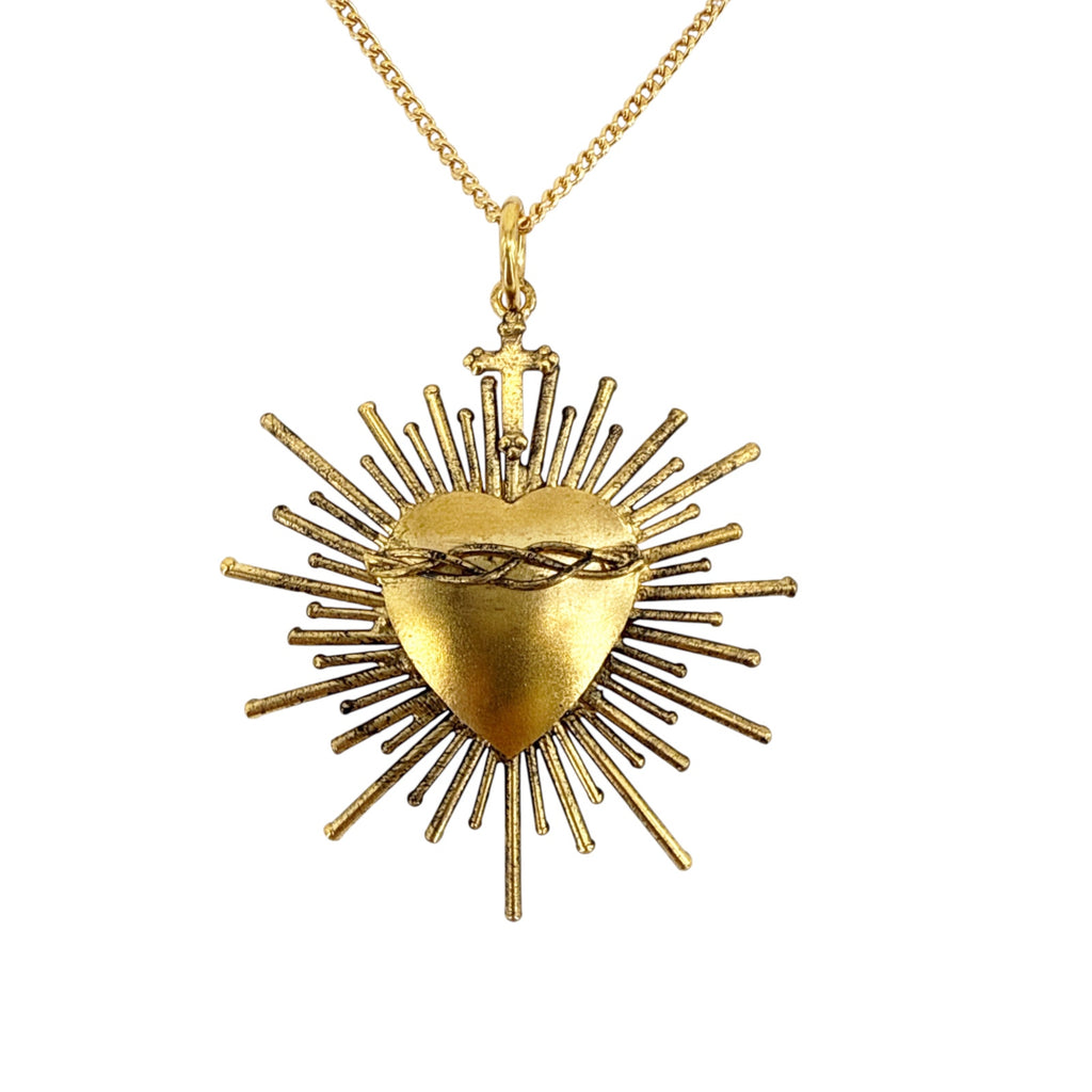 VSA Sacred Flame Charm Necklace in Gold 20"
