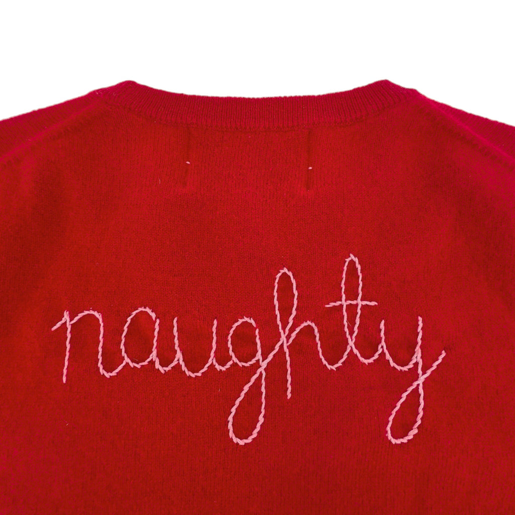 LINGUA FRANCA Nice Naughty Cashmere Crew in Red