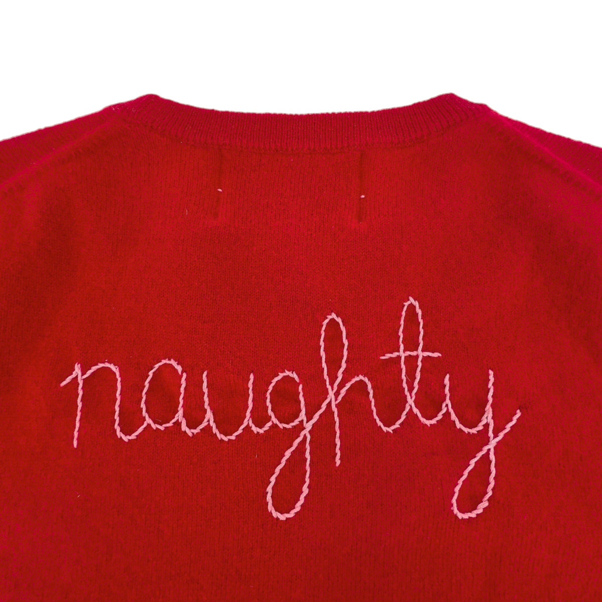 LINGUA FRANCA Nice Naughty Cashmere Crew in Red
