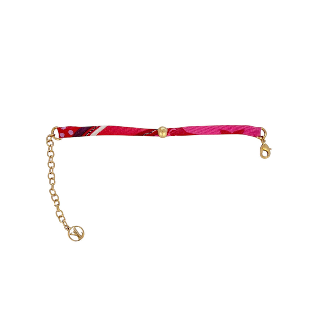 LOUIS VUITTON Silk Be Mindful Bracelet in Red & Pink