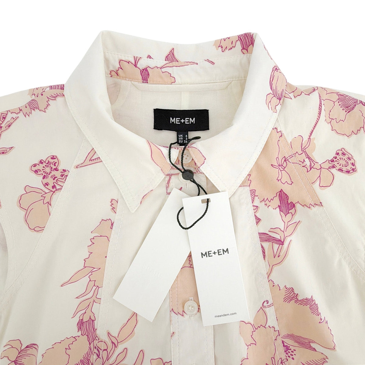 ME+EM Cotton Scribbled Floral Print Maxi Shirt Dress 2