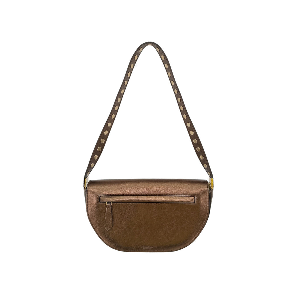 BURBERRY Small Metallic Leather Olympia Shoulder Bag in Bronze