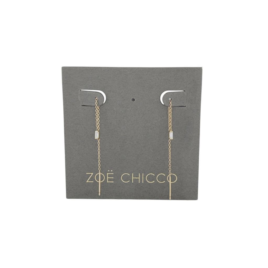 ZOE CHICCO 14k Gold Baguette Diamond Loop Threader Earrings