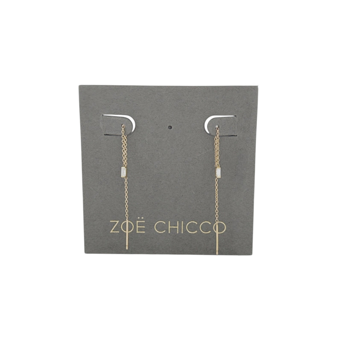 ZOE CHICCO 14k Gold Baguette Diamond Loop Threader Earrings