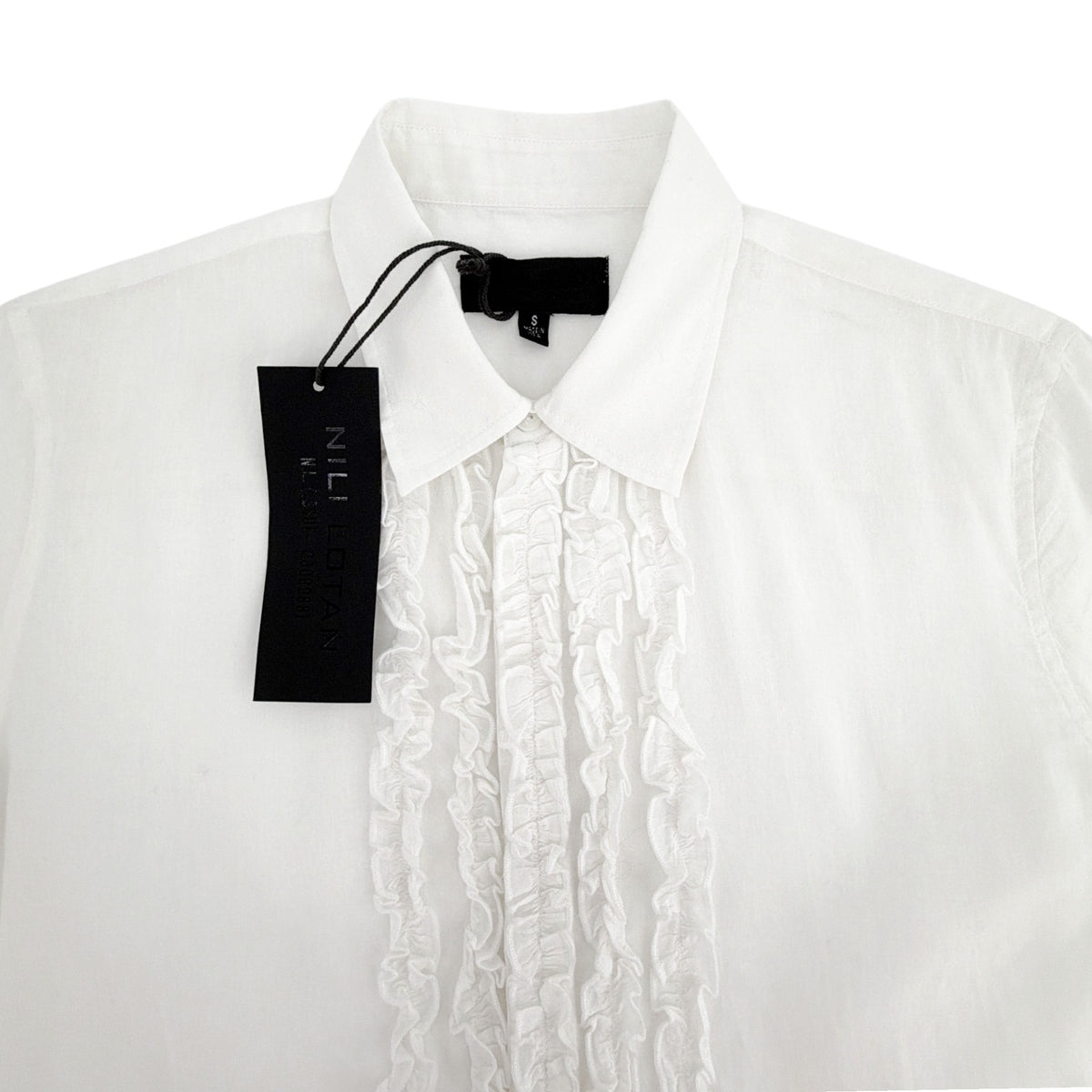 NILI LOTAN Nathael Ruffle Shirt in Ivory S