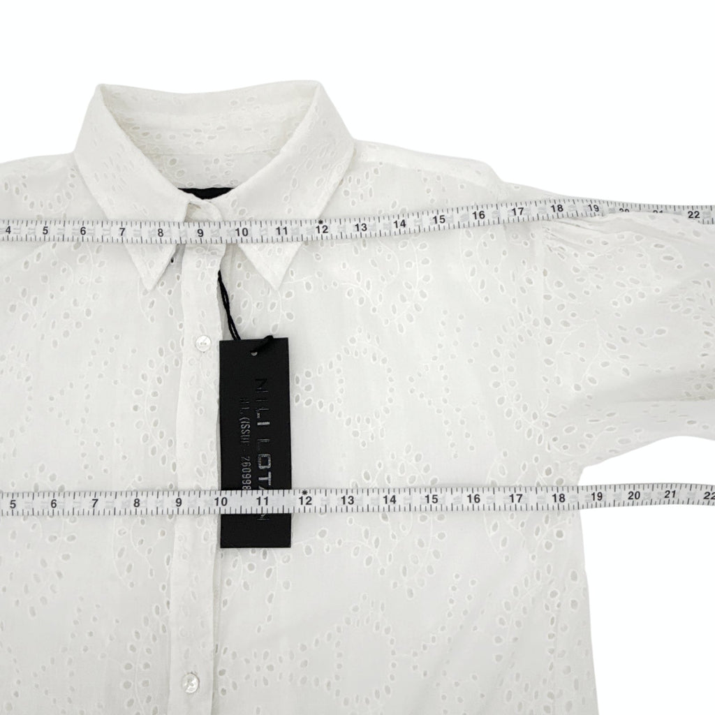 NILI LOTAN Andree Eyelet Shirt in Ivory XS
