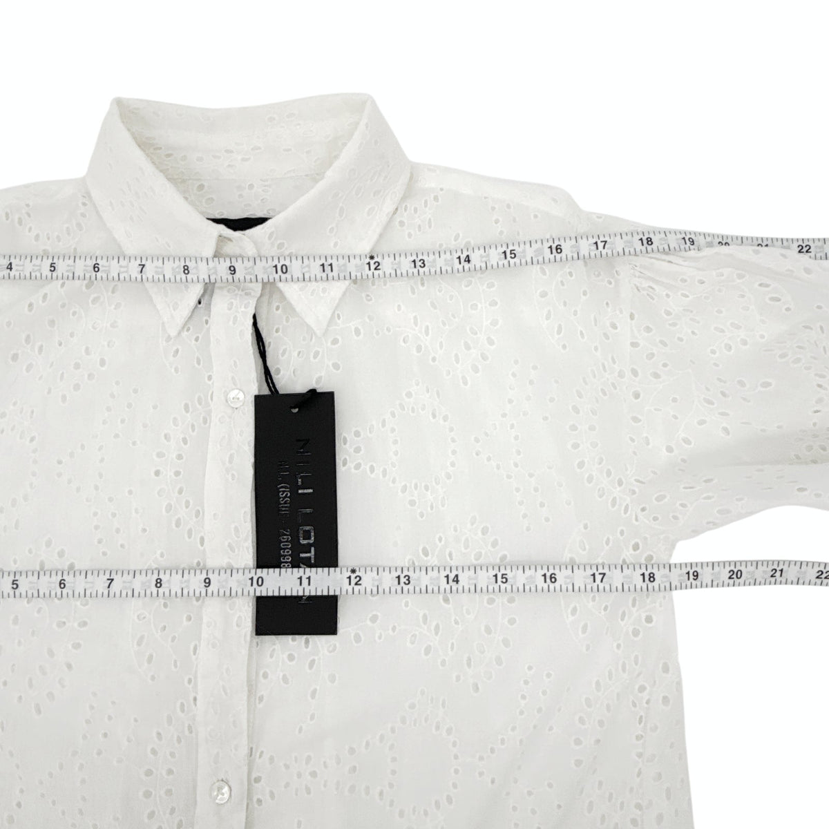 NILI LOTAN Andree Eyelet Shirt in Ivory XS