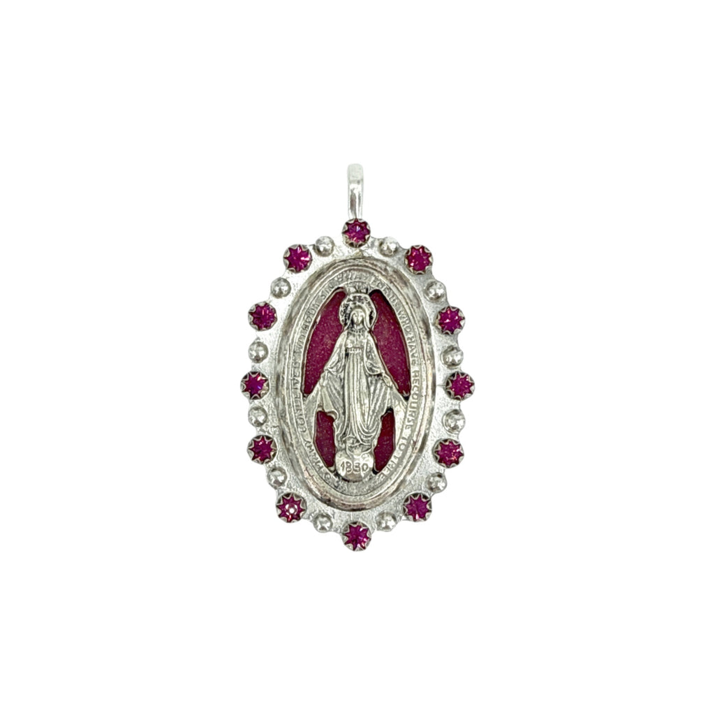 VIRGINS SAINTS & ANGELS VSA Milagrosa Medallion in Pink & Silver