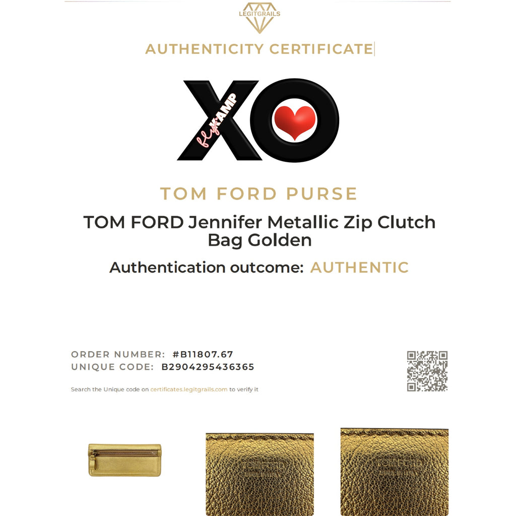 TOM FORD Jennifer Metallic Zip Clutch Bag Golden