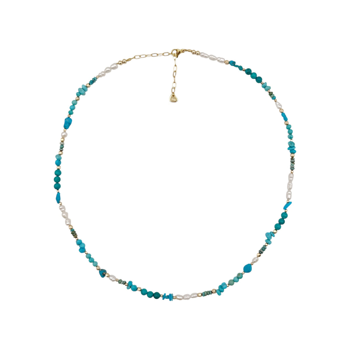 THE SILVER WREN Beaded Turquoise and Pearl Necklace