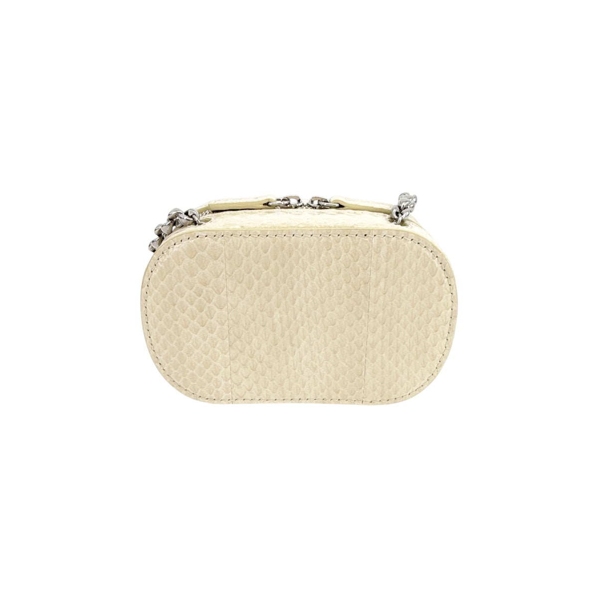 JIL SANDER Tradition Mini Snakeskin Bag with Chain in Ivory