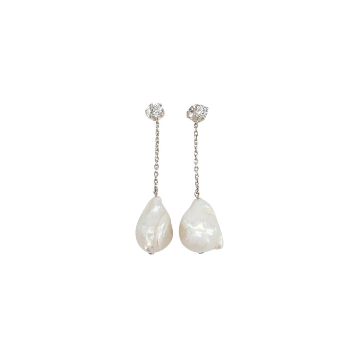 COMPLETEDWORKS Suspended Boulder Baroque Pearl & CZ Sterling Silver Earrings