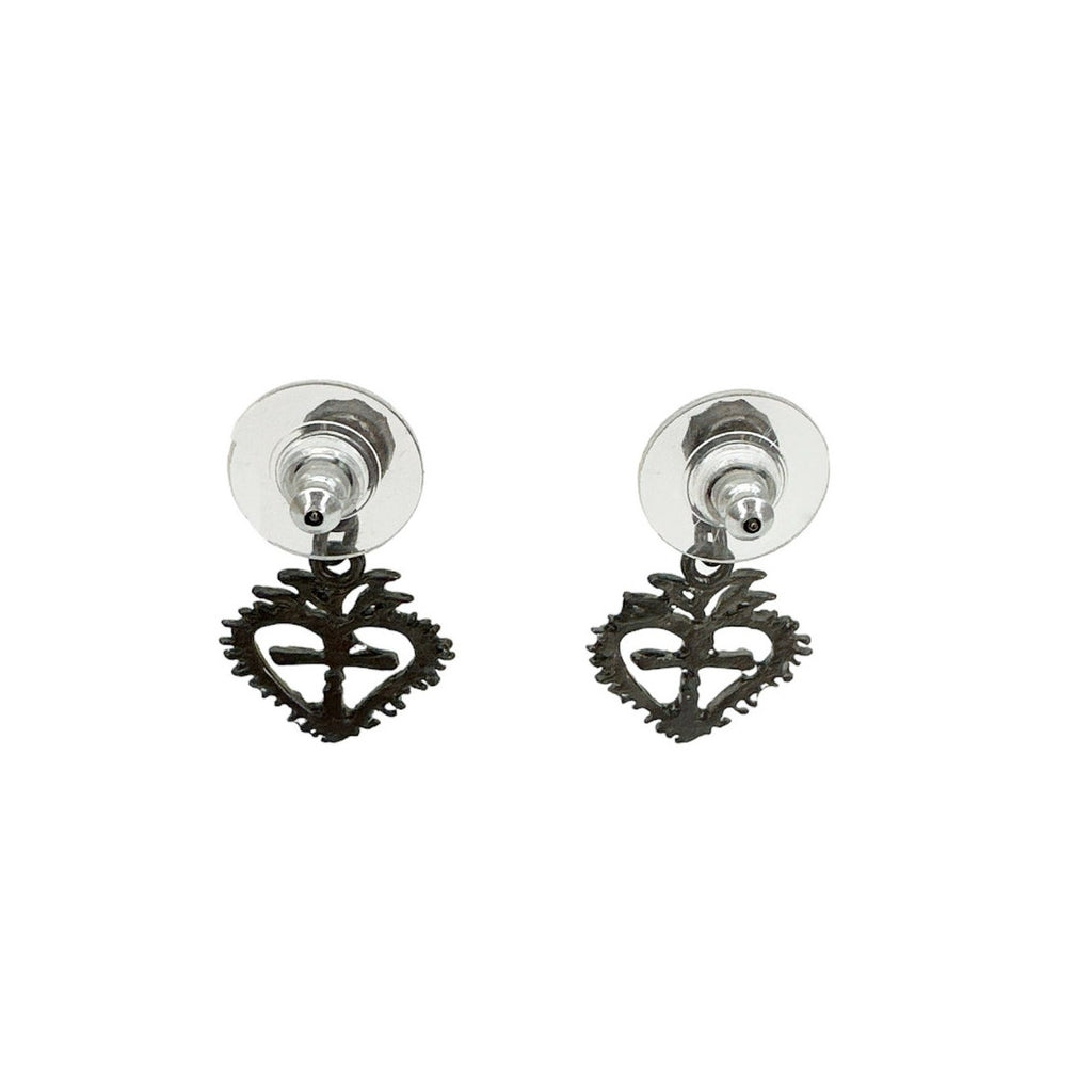 VSA Queen of Hearts Crystal Drop Earrings Gunmetal