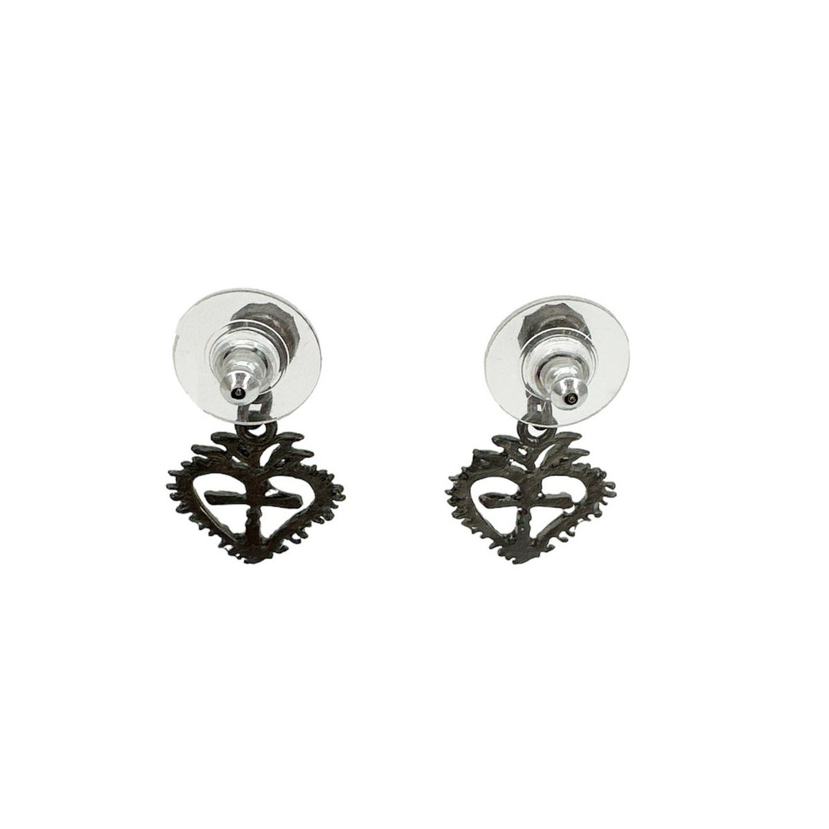 VSA Queen of Hearts Crystal Drop Earrings Gunmetal