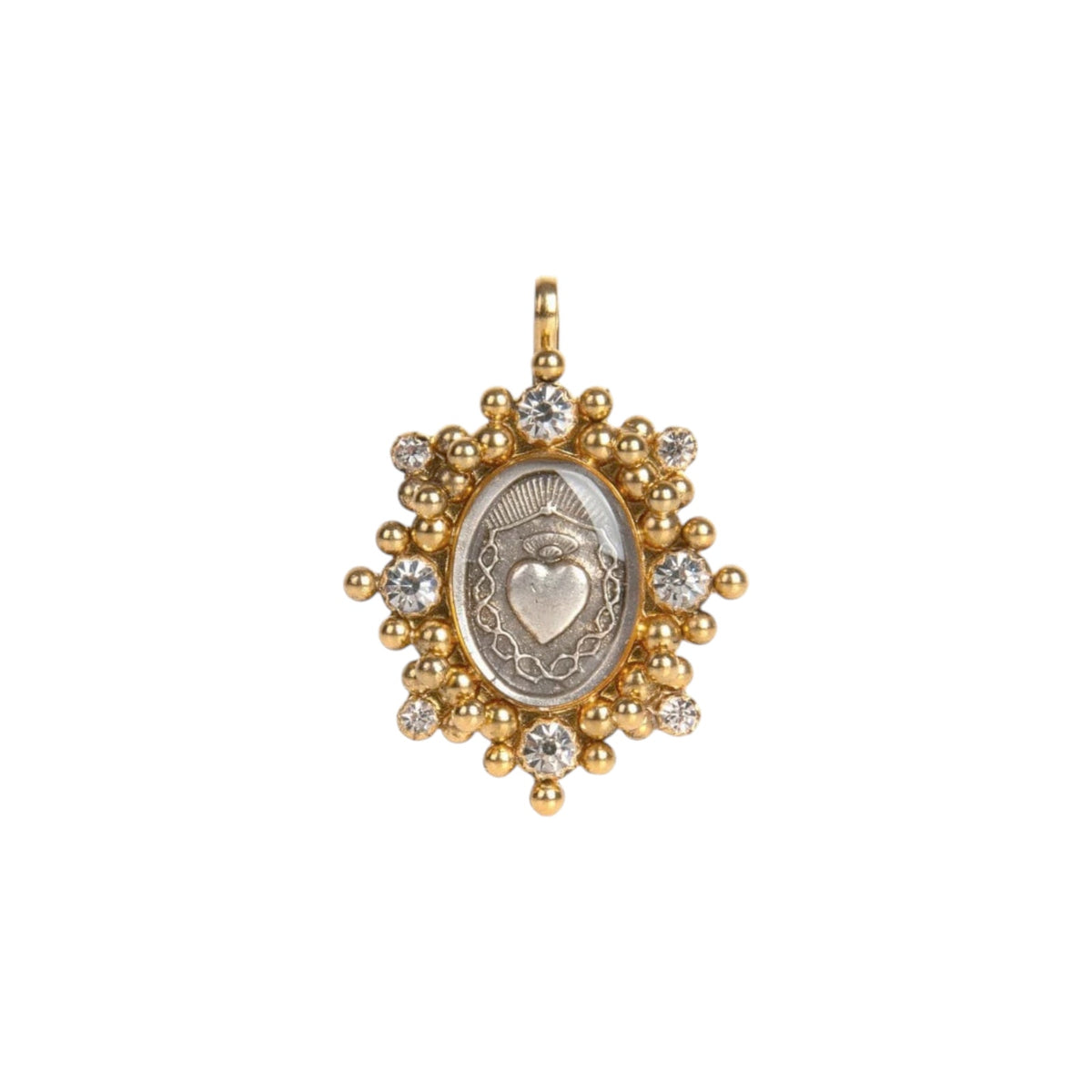 VIRGINS SAINTS & ANGELS VSA Medallion Oval Cloister Sacred Heart in Gold