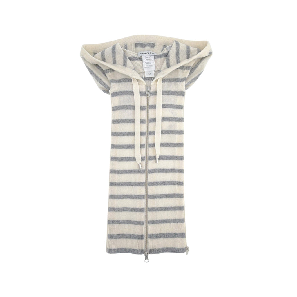 VERONICA BEARD Cashmere Hoodie Dickey in Ivory & Heather Grey