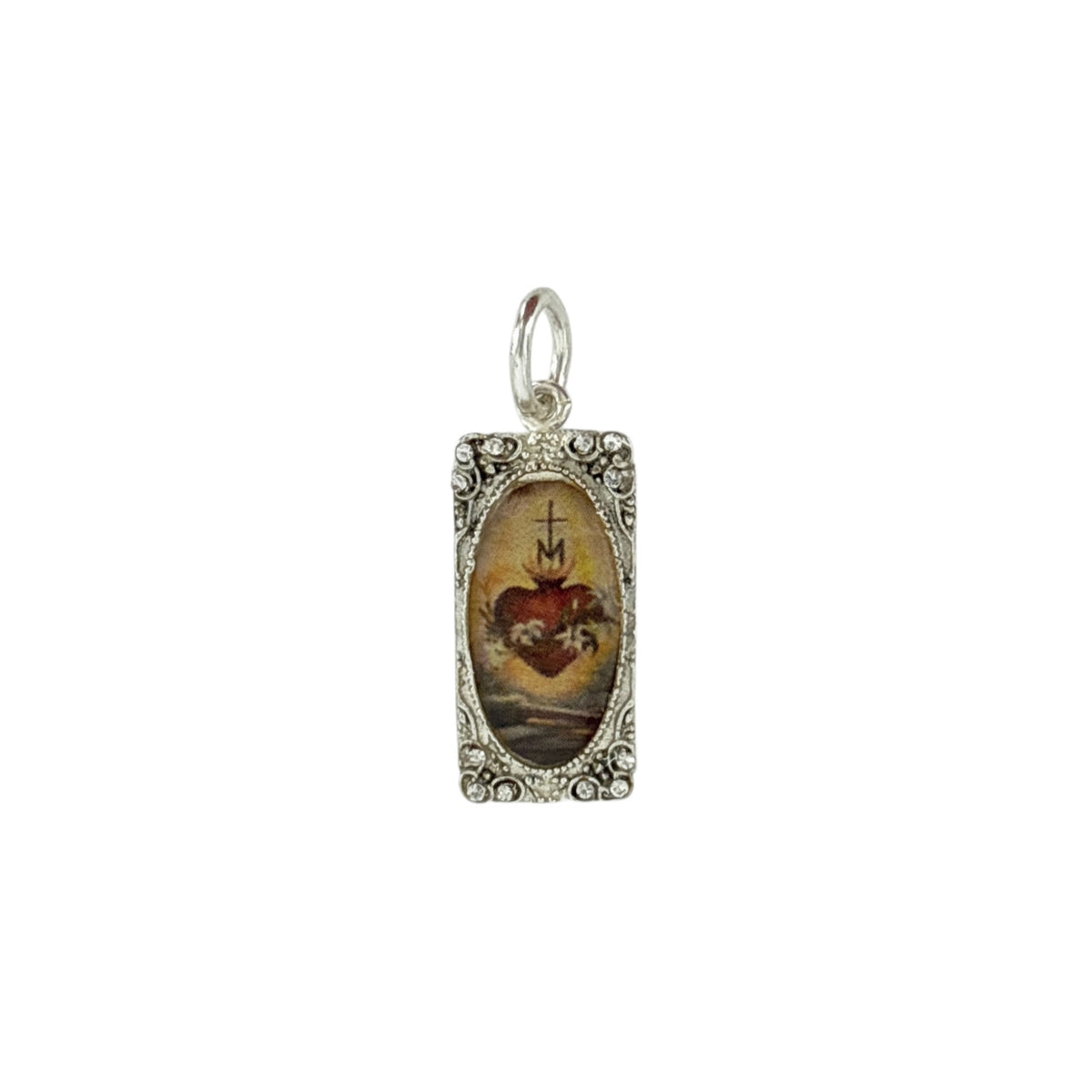 VIRGINS SAINTS & ANGELS VSA Retablo Rectangular Framed Charm in Silver
