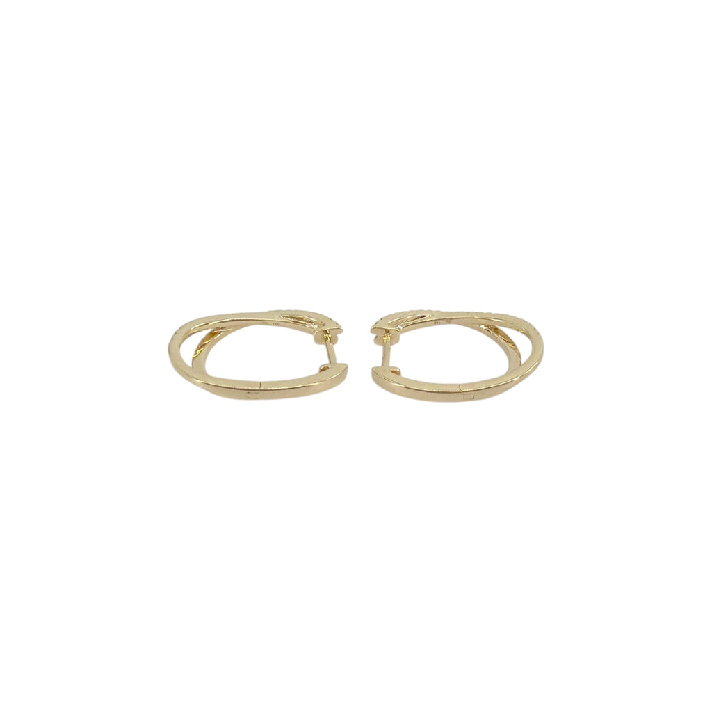 SHY Creation Diamond 14K Yellow Gold Crossover Hoop Earrings .21 CTW
