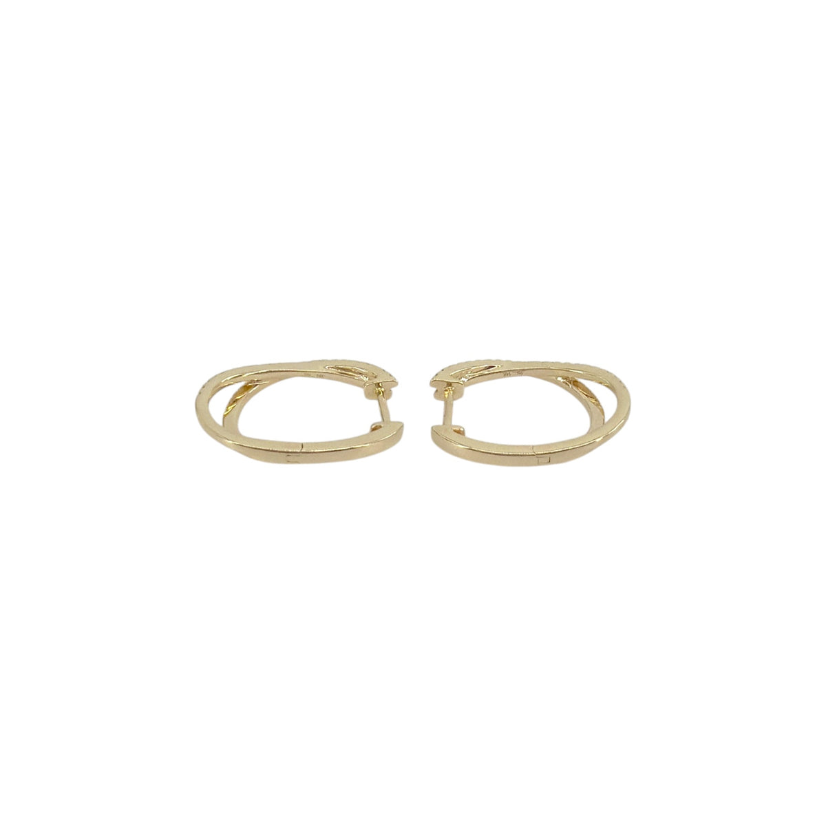 SHY Creation Diamond 14K Yellow Gold Crossover Hoop Earrings .21 CTW