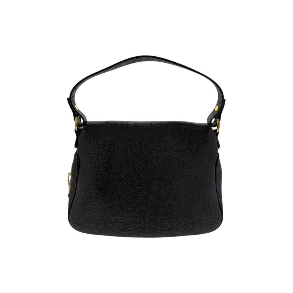 TOM FORD Jennifer Medium Double Strap Bag in Black Grained Leather