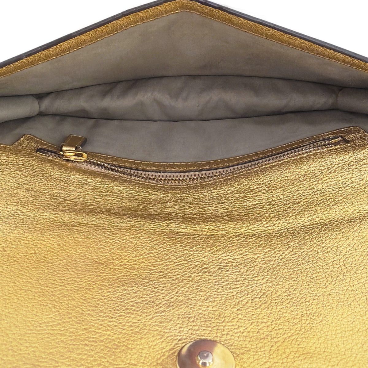 TOM FORD Jennifer Metallic Zip Clutch Bag Golden