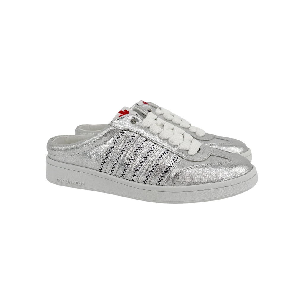 DSQUARED2 Boxer Open Back Mule Sneakers in Silver 37