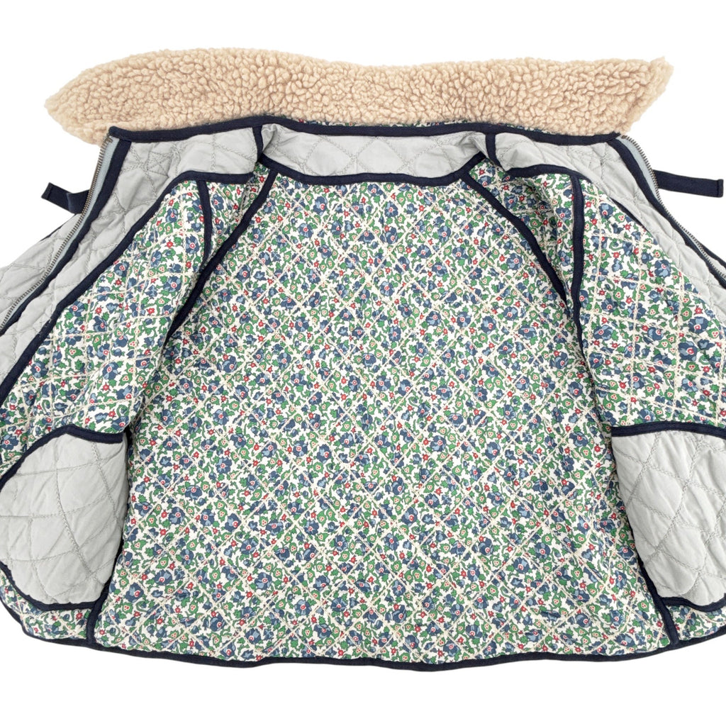 THE GREAT. The Short Quilted Reversible Jacket in Stone Blue 0|XS