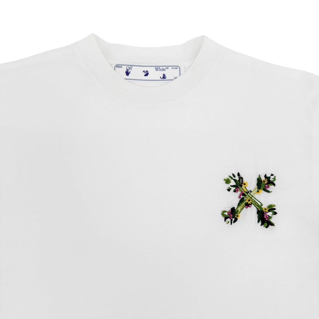 OFF-WHITE Embroidered Mini Floral Arrows Tee in White S