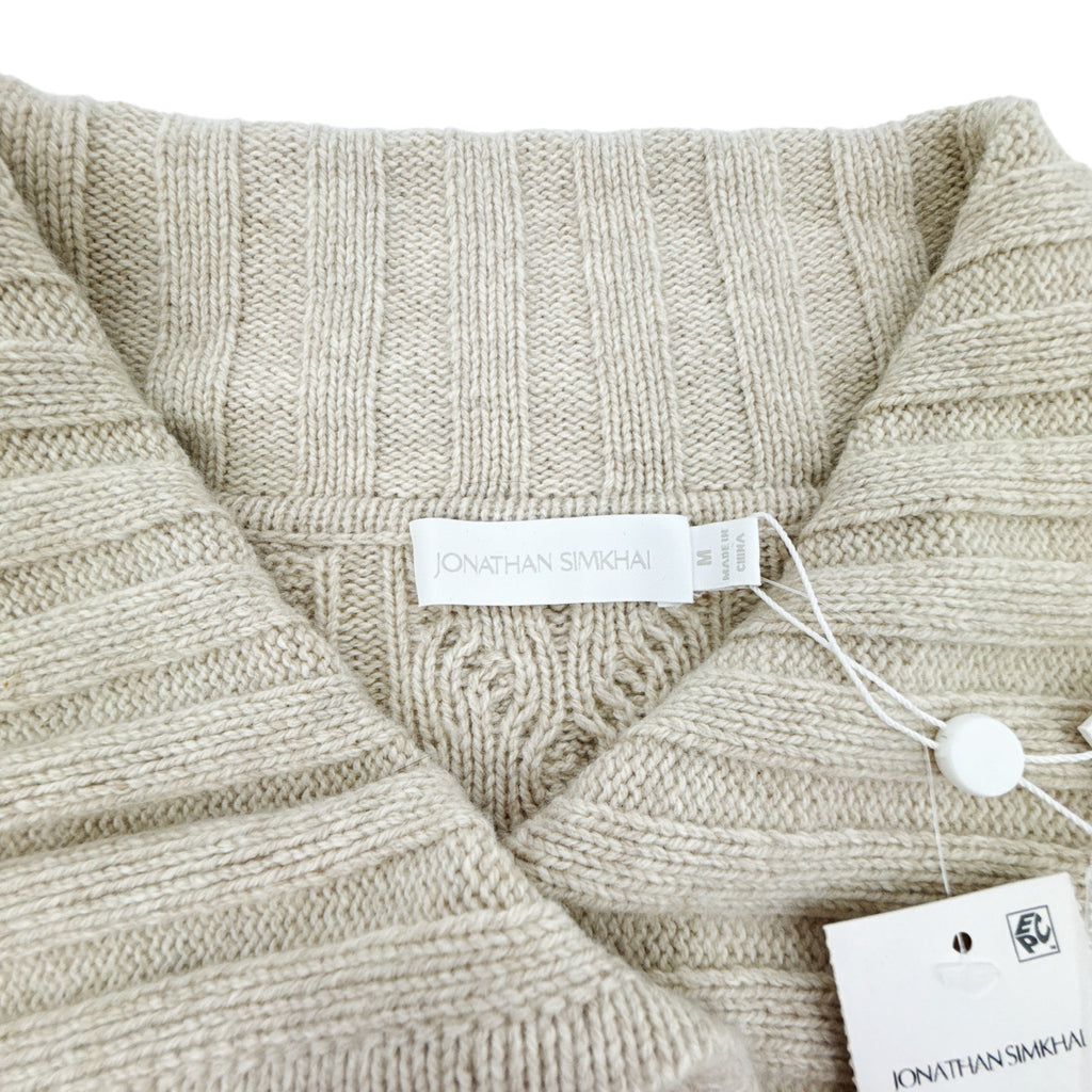 JONATHAN SIMKHAI Davina Patchwork Cardigan Jacket in Bone Multi M