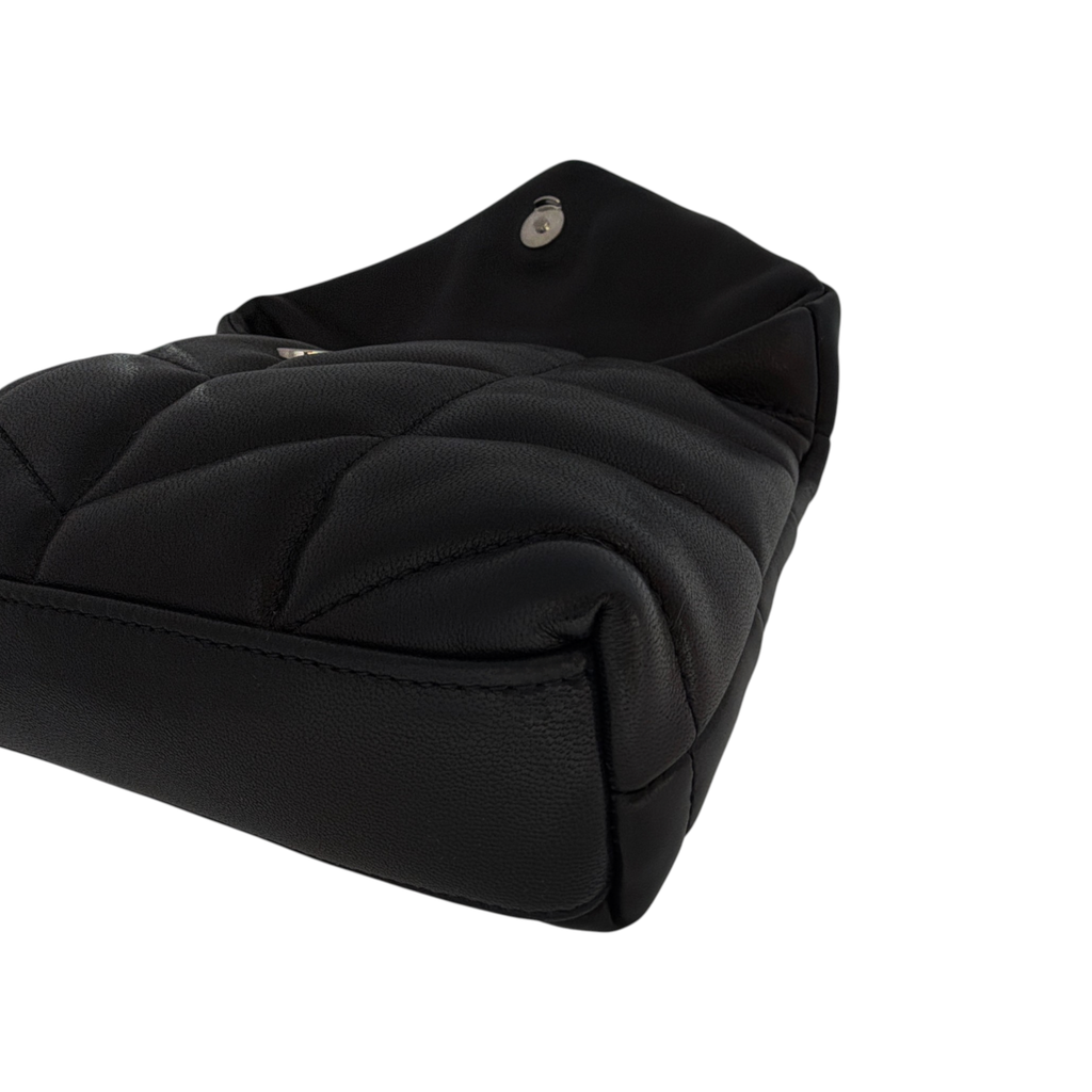 SAINT LAURENT Loulou Toy Puffer Pouch Clutch Bag in Lambskin in Black