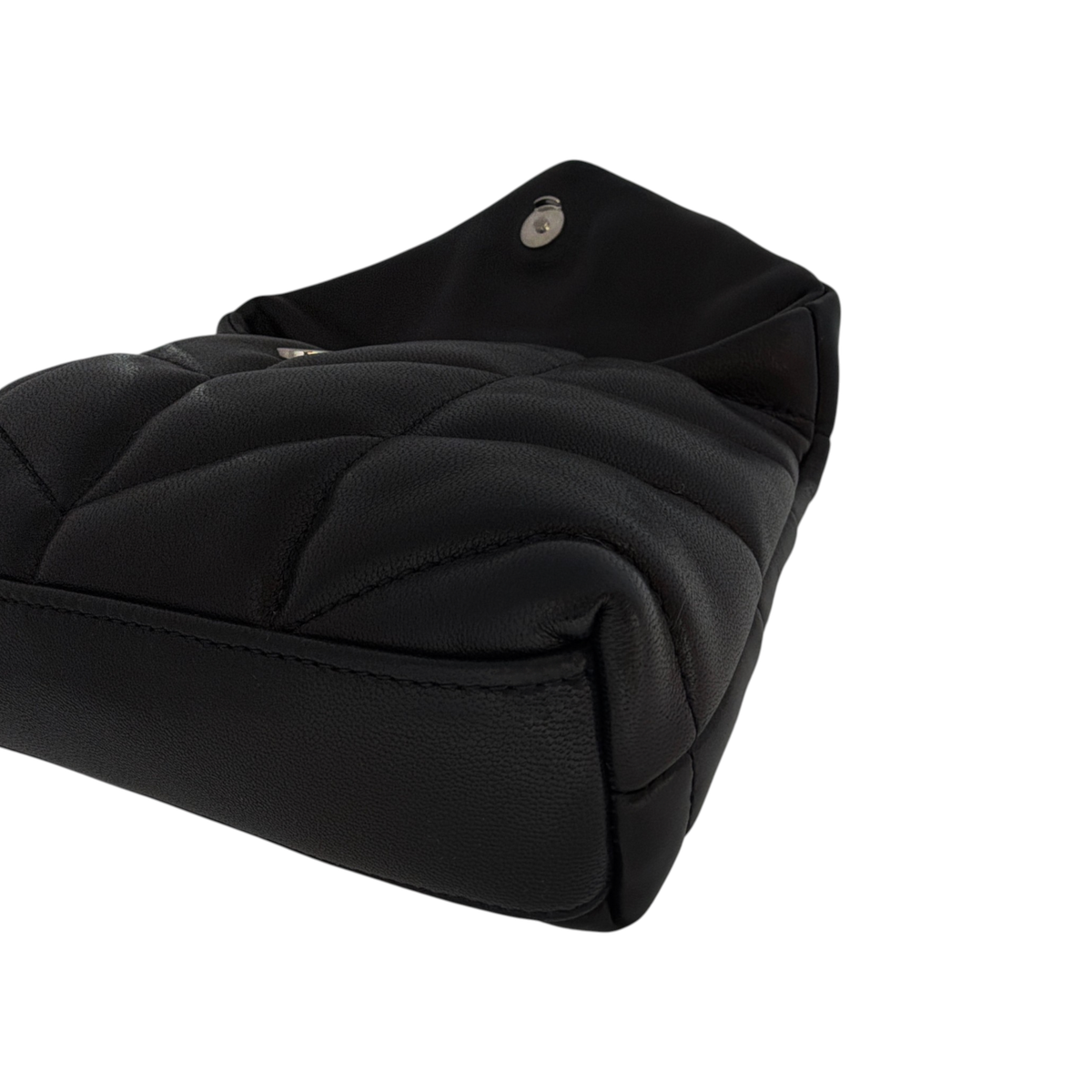 SAINT LAURENT Loulou Toy Puffer Pouch Clutch Bag in Lambskin in Black