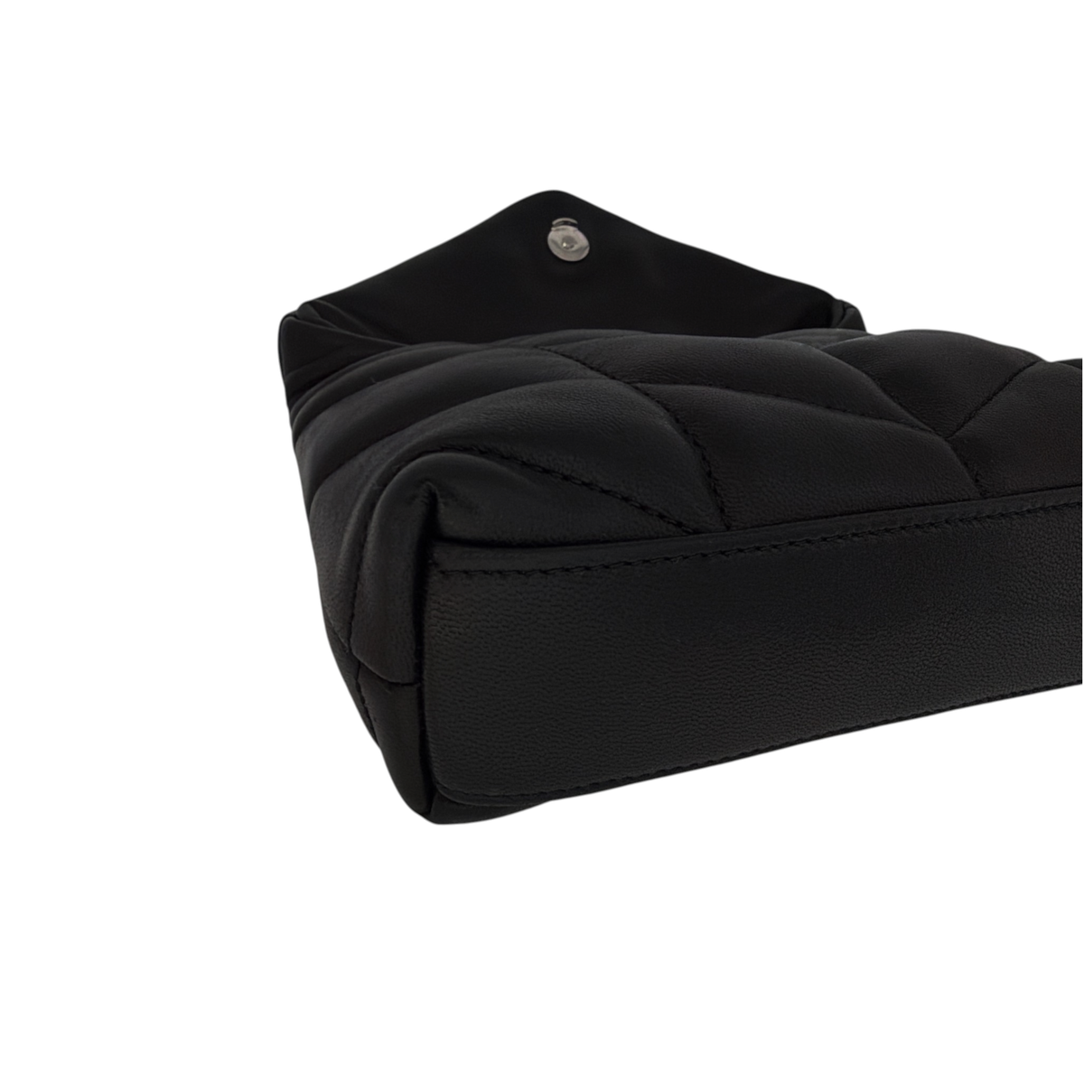 SAINT LAURENT Loulou Toy Puffer Pouch Clutch Bag in Lambskin in Black