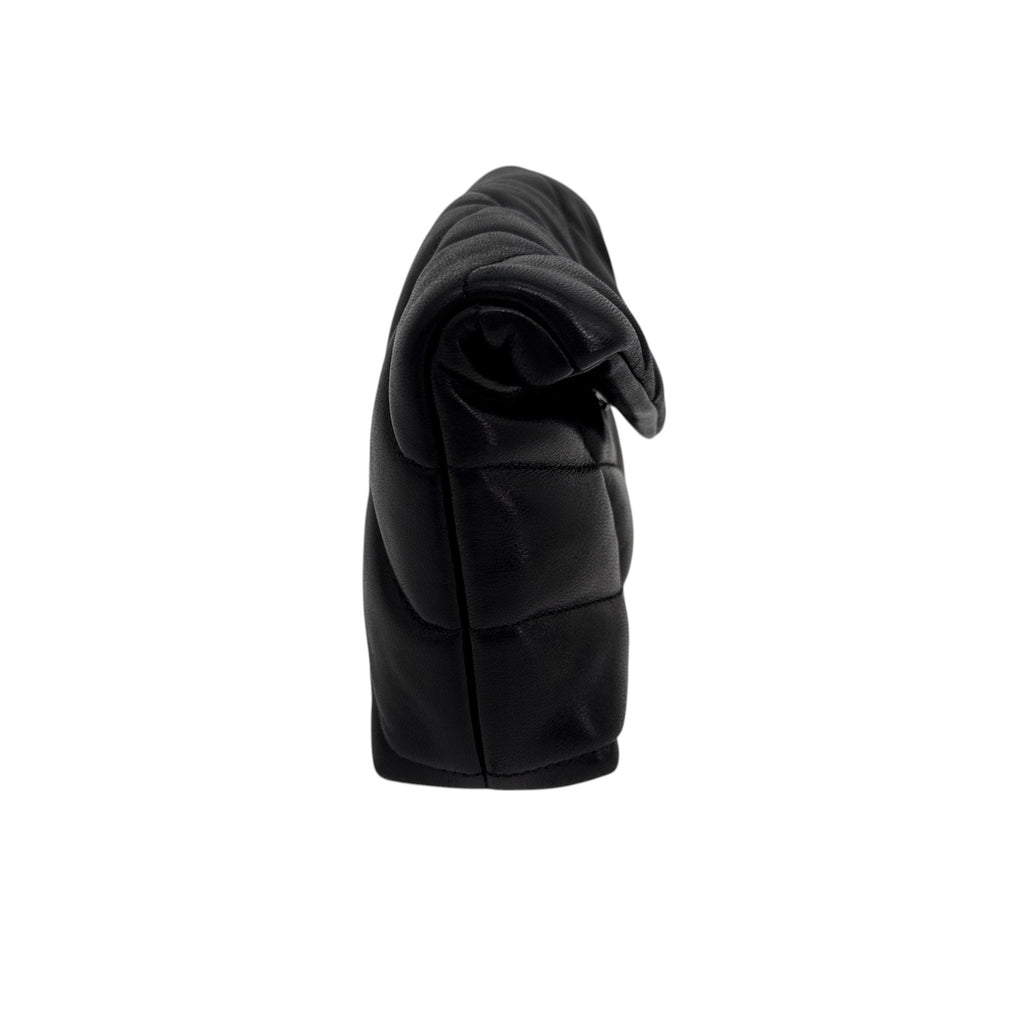 SAINT LAURENT Loulou Toy Puffer Pouch Clutch Bag in Lambskin in Black
