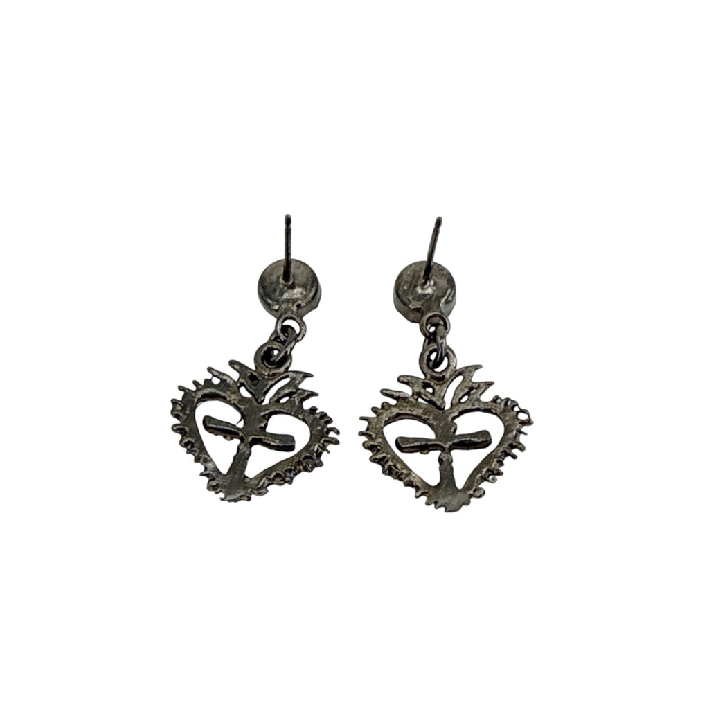 VSA Queen of Hearts Crystal Drop Earrings Gunmetal