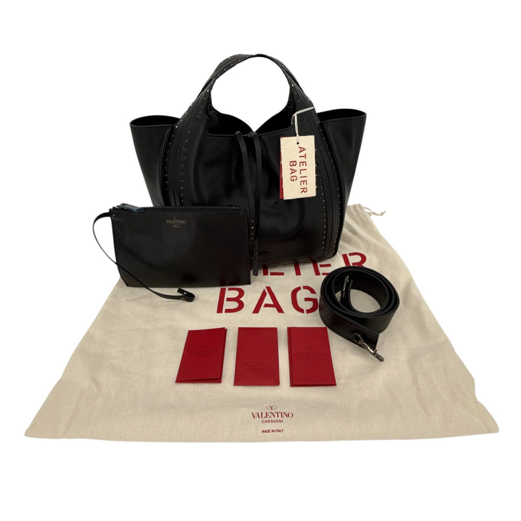 VALENTINO GARAVANI Small Atelier Bag 01 Metal Stitch Edition Tote Bag In Black