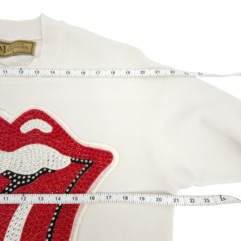 MADEWORN Rolling Stones Crystal Patch Classic Crew Sweatshirt XS