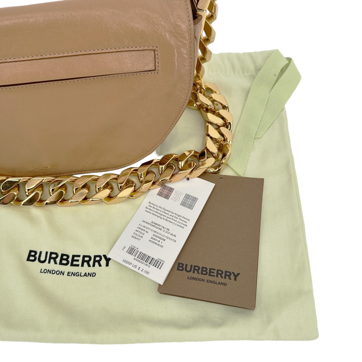 BURBERRY Small Soft Olympia Bag in Modern Beige